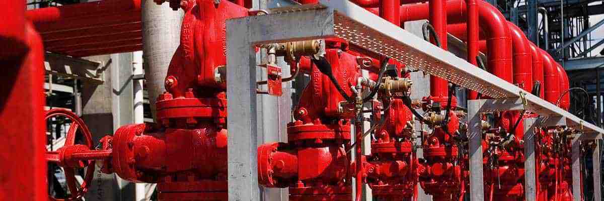 Red pipes and valves
